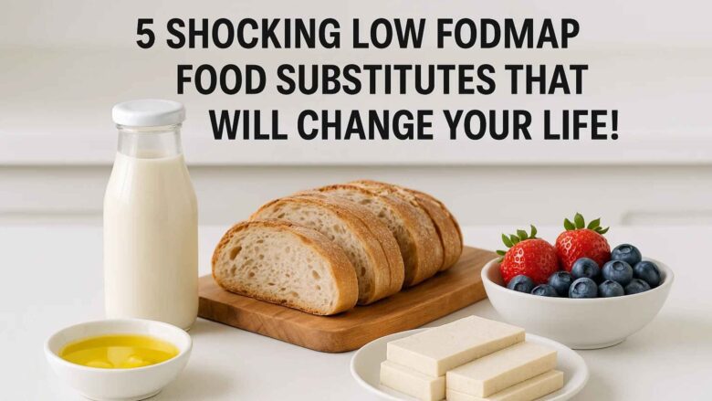 Freshly sliced sourdough bread on a wooden cutting board with a knife, ready as a low FODMAP food substitute.