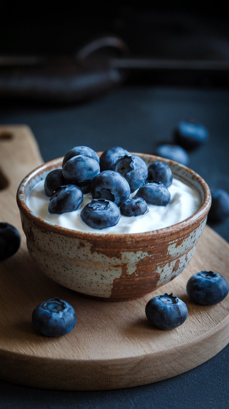 Low FODMAP Greek yogurt with blueberries