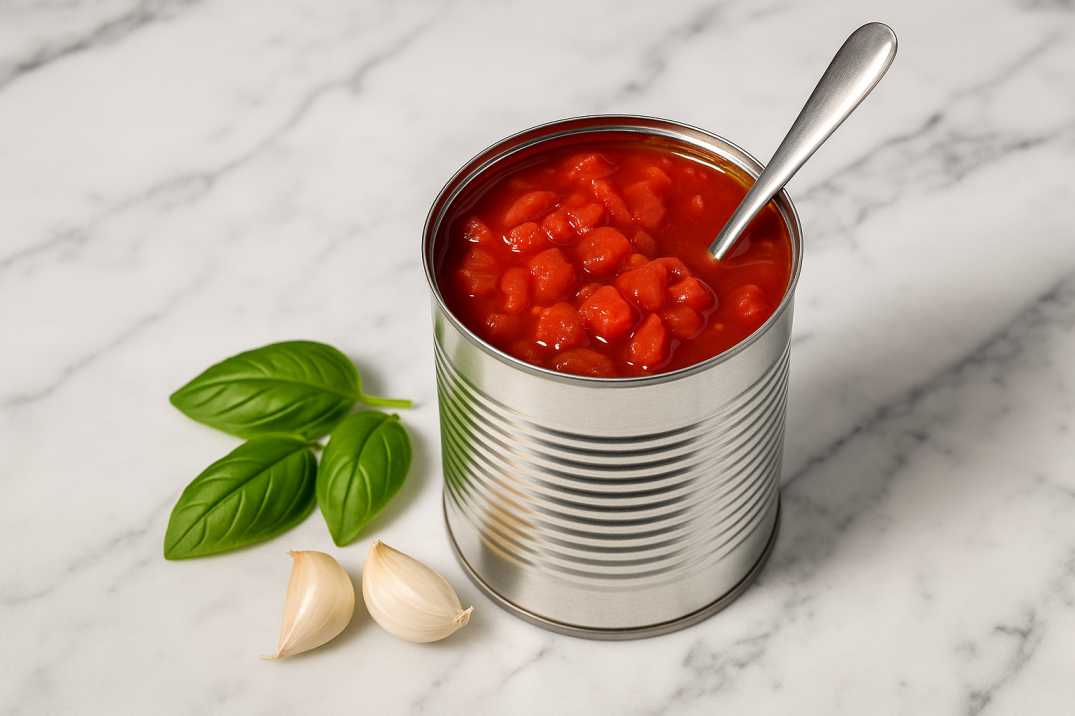 Canned diced tomatoes with basil