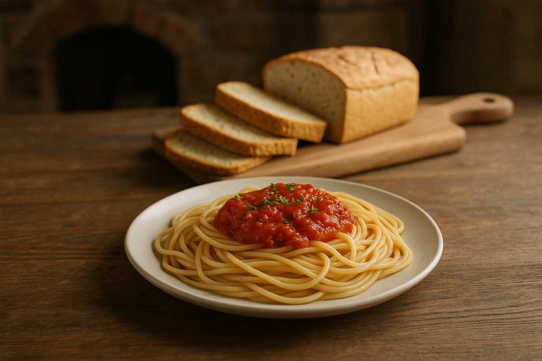 Gluten-free pasta and bread loaf